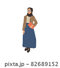 Arab modern woman, headdress on her head, portrait or avatar of a girl in full growth. Vector cartoon illustration 82689152