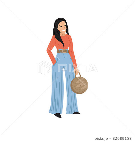 Woman. Avatar icon, profile portrait. Full-length portrait of a modern girl of European race. Isolated character on white background 82689158
