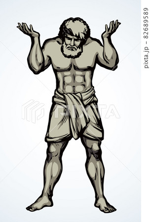 Atlas keeps the earth on their shoulders. Vector drawing silhouette Atlas keeps the earth on their shoulders. Vector drawing silhouette 82689589