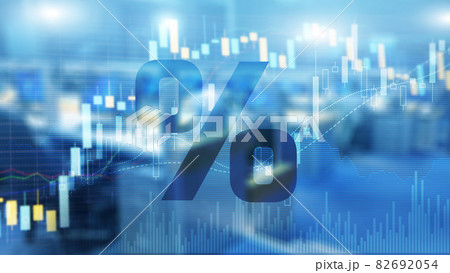Percentage icon on financial stock market background Percentage icon on financial stock market background 82692054