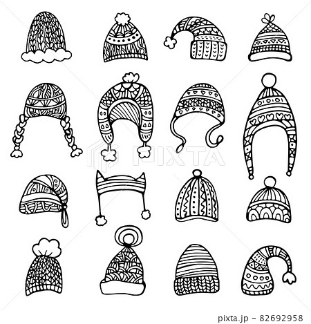 Doodle set of hats isolated on white background Doodle set of hats isolated on white background 82692958
