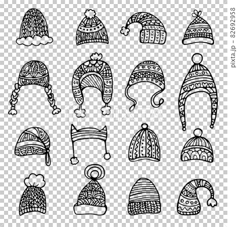 Doodle set of hats isolated on white background Doodle set of hats isolated on white background 82692958