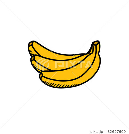 bananas doodle icon, vector color line illustration bananas doodle icon, vector color line illustration 82697600