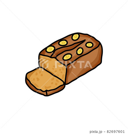 banana bread doodle icon, vector color line illustration banana bread doodle icon, vector color line illustration 82697601