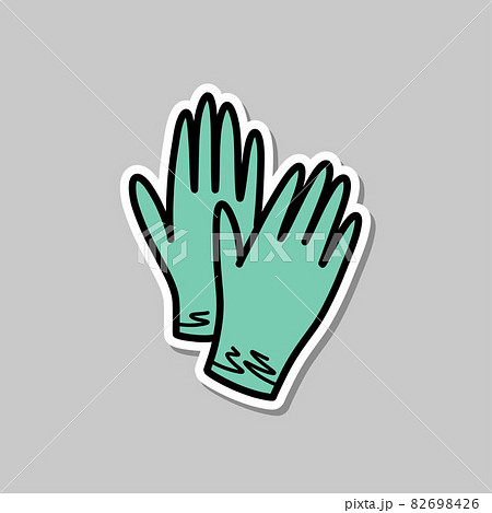 medical gloves doodle sticker icon, vector color line illustration medical gloves doodle sticker icon, vector color line illustration 82698426
