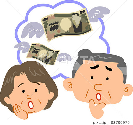 お金のことを心配するシニア夫婦の表情 82700976