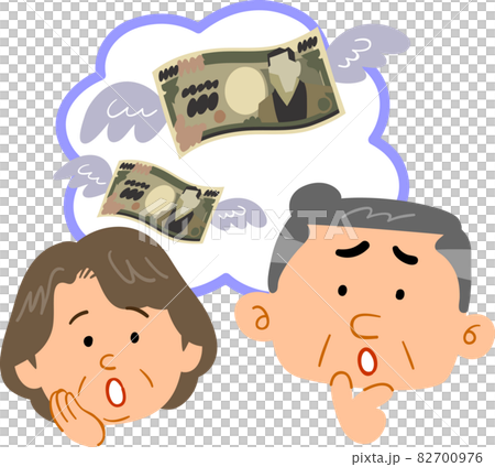 お金のことを心配するシニア夫婦の表情 82700976