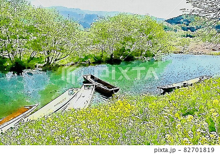 風景 日本 川 舟 風景 日本 川 舟 82701819