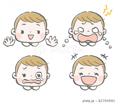 赤ちゃんの喜怒哀楽表情イラストセットのイラスト素材