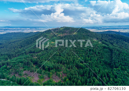 Sleza mountain landscape. Aerial view of mountains with forest. Sleza mountain landscape. Aerial view of mountains with forest. 82706130