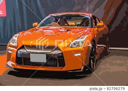 オレンジ色のスポーツカー 82706279