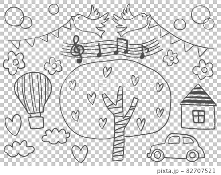 かわいい線画の素材イラスト 82707521