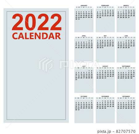 Calendar for 2021 year monthly template. Basic grid week starts on sunday. Vector 82707570