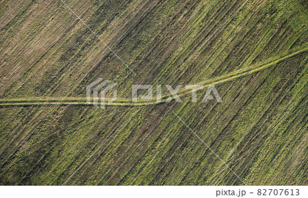 Green field with road Green field with road 82707613