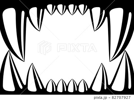 鋭い牙のフレーム モノクロ 82707927