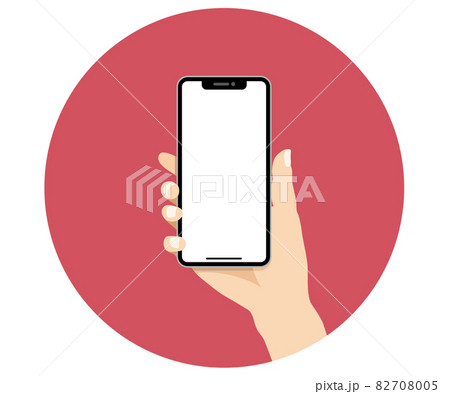 スマホを操作する手のイメージイラスト素材　持つ　タッチ　かざす　アイコン 82708005
