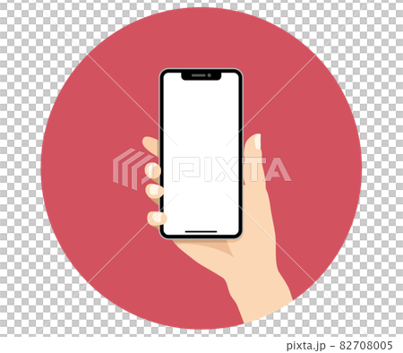 スマホを操作する手のイメージイラスト素材　持つ　タッチ　かざす　アイコン 82708005