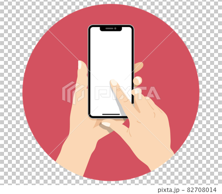 スマホを操作する手のイメージイラスト素材 持つ タッチ 指 チェック アイコンのイラスト素材