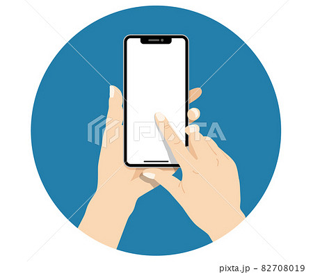 スマホを操作する手のイメージイラスト素材 持つ タッチ 指 チェック アイコンのイラスト素材