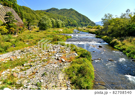 金山橋／千曲川より上流方向を望む(長野県川上村)【2021.10】 82708540