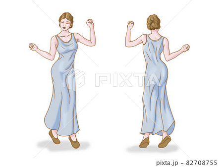 Woman Stepping In A Long Dress Stock Illustration