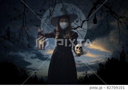Halloween and coronavirus or covid-19 concept 82709101