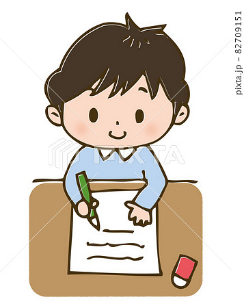文字を書く男の子のイラスト素材