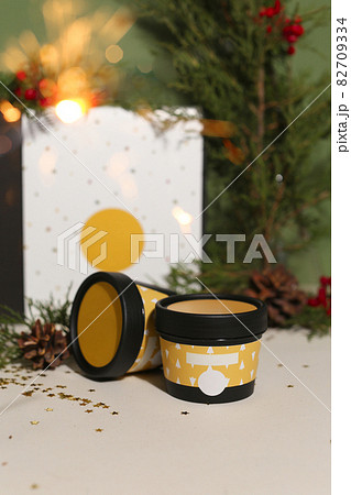 Beauty natural skincare products development concept. Dermatologist cosmetic skincare bottle with pump dispenser and organic ingredient on neutral background. 82709334