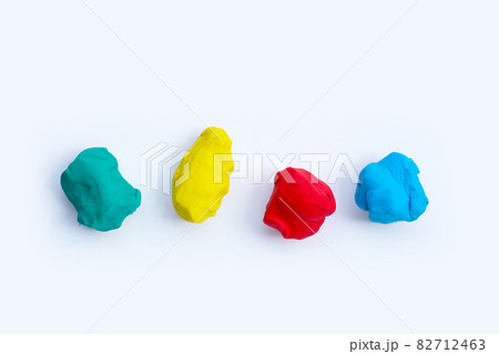 Colorful plasticine clay on white background. Colorful plasticine clay on white background. 82712463
