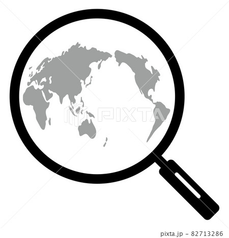 世界地図をルーペで拡大 モノクロ のイラスト素材