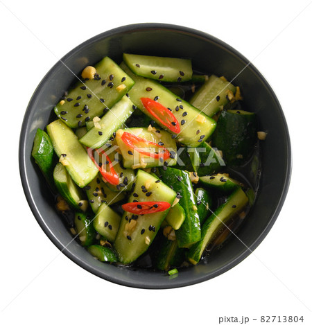 Chinese spicy broken cucumbers salad. Asian cuisine. Spicy cucumbers. Chinese spicy broken cucumbers salad. Asian cuisine. Spicy cucumbers. 82713804