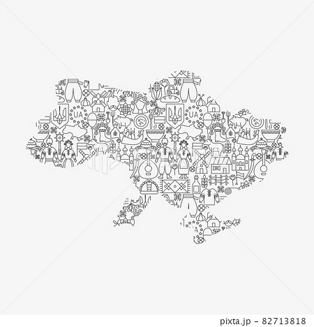 Ukraine Country Line Concept Ukraine Country Line Concept 82713818