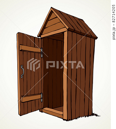 Old wooden toilet. Vector drawing Old wooden toilet. Vector drawing 82714205