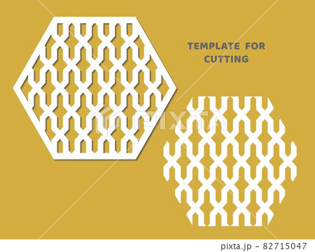 Template for laser cutting, wood carving, paper cut. Pentagon pattern for cutting. Decorative panel vector stencil. Template for laser cutting, wood carving, paper cut. Pentagon pattern for cutting. Decorative panel vector stencil. 82715047