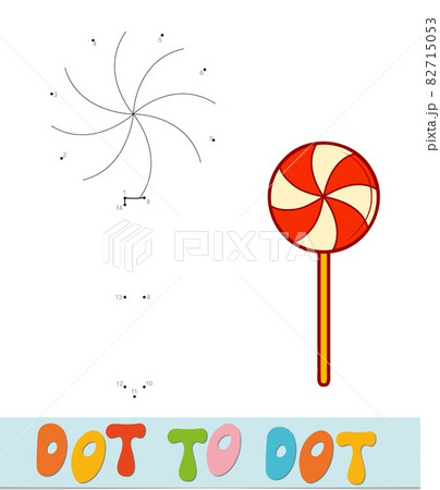 Dot to dot Christmas puzzle. Connect dots game. Candy vector illustration Dot to dot Christmas puzzle. Connect dots game. Candy vector illustration 82715053