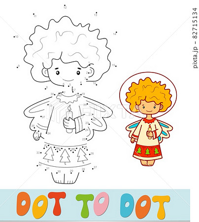 Dot to dot Christmas puzzle. Connect dots game. Angel vector illustration 82715134