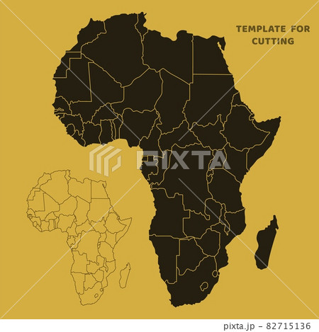 Africa map Template for laser cutting, wood carving, paper cut. Silhouettes for cutting. Africa map vector stencil. 82715136