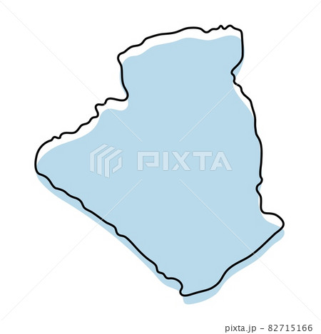 Stylized simple outline map of Algeria icon. Blue sketch map of Algeria vector illustration