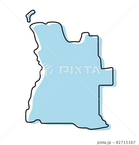 Stylized simple outline map of Angola icon. Blue sketch map of Angola vector illustration
