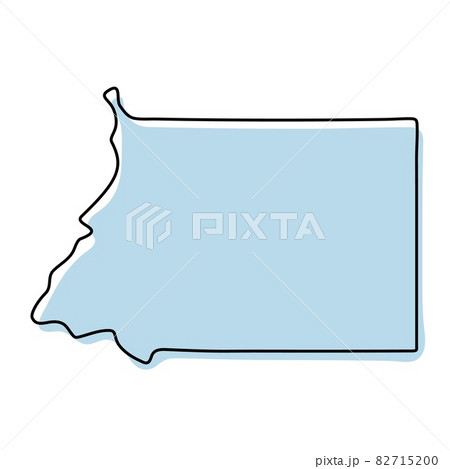 Stylized simple outline map of Equatorial Guinea icon. Blue sketch map of Equatorial Guinea vector illustration