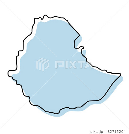 Stylized simple outline map of Ethiopia icon. Blue sketch map of Ethiopia vector illustration
