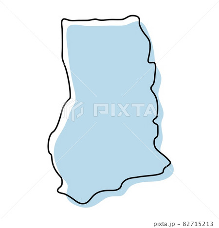 Stylized simple outline map of Ghana icon. Blue sketch map of Ghana vector illustration