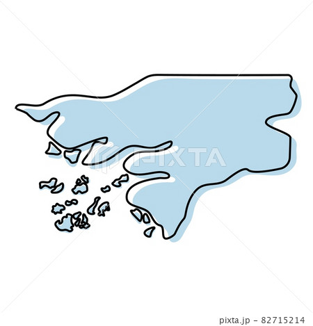 Stylized simple outline map of Guinea bissau icon. Blue sketch map of Guinea bissau vector illustration