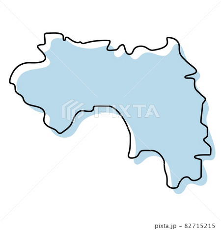 Stylized simple outline map of Guinea icon. Blue sketch map of Guinea vector illustration