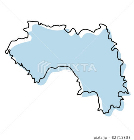 Stylized simple outline map of Guinea icon. Blue sketch map of Guinea vector illustration