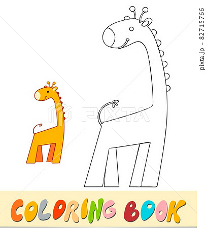 Coloring book or page for kids. Giraffe black and white vector illustration 82715766