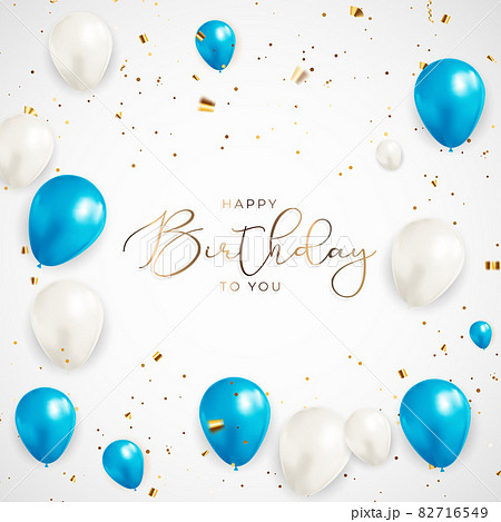 Happy Birthday congratulations banner design with Confetti, Balloons for Party Holiday Background. Vector Illustration Happy Birthday congratulations banner design with Confetti, Balloons for Party Holiday Background. Vector Illustration 82716549