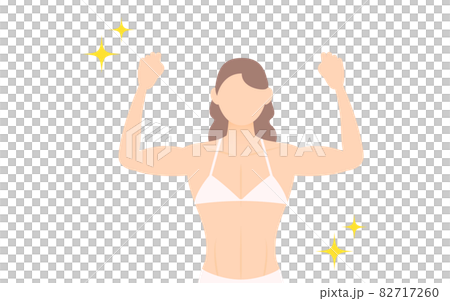 力こぶを作ってポージングするボディビルダーの女性 82717260