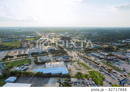 Panorama aerial view shopping mall plaza view in Houston city Texas USA Panorama aerial view shopping mall plaza view in Houston city Texas USA 82717888