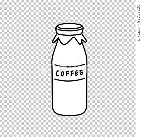 食品 加工品 イラスト 白黒 モノクロ コーヒー牛乳のイラスト素材 71